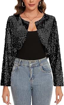 Amazon.com: MINTLIMIT Women Sequin Shrug Long Sleeve Sparkle